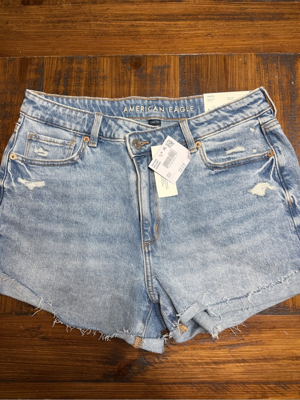 American Eagle Outfitters Light Blue Distressed Denim Shorts
